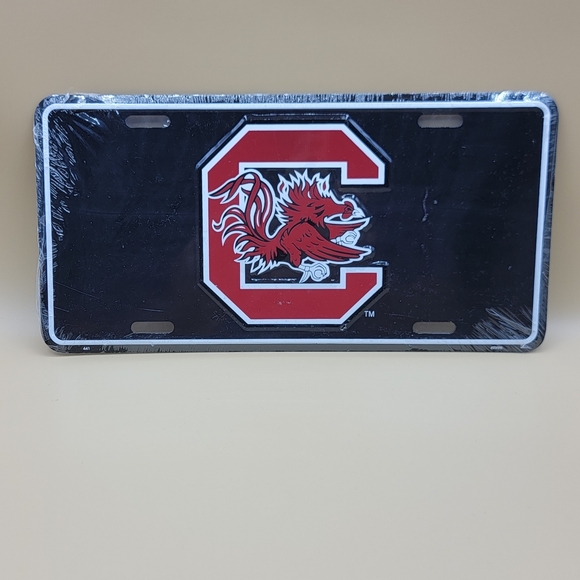 South Carolina Gamecocks Black Garnet Metal License Plate Car Tag Sealed New - Picture 1 of 9